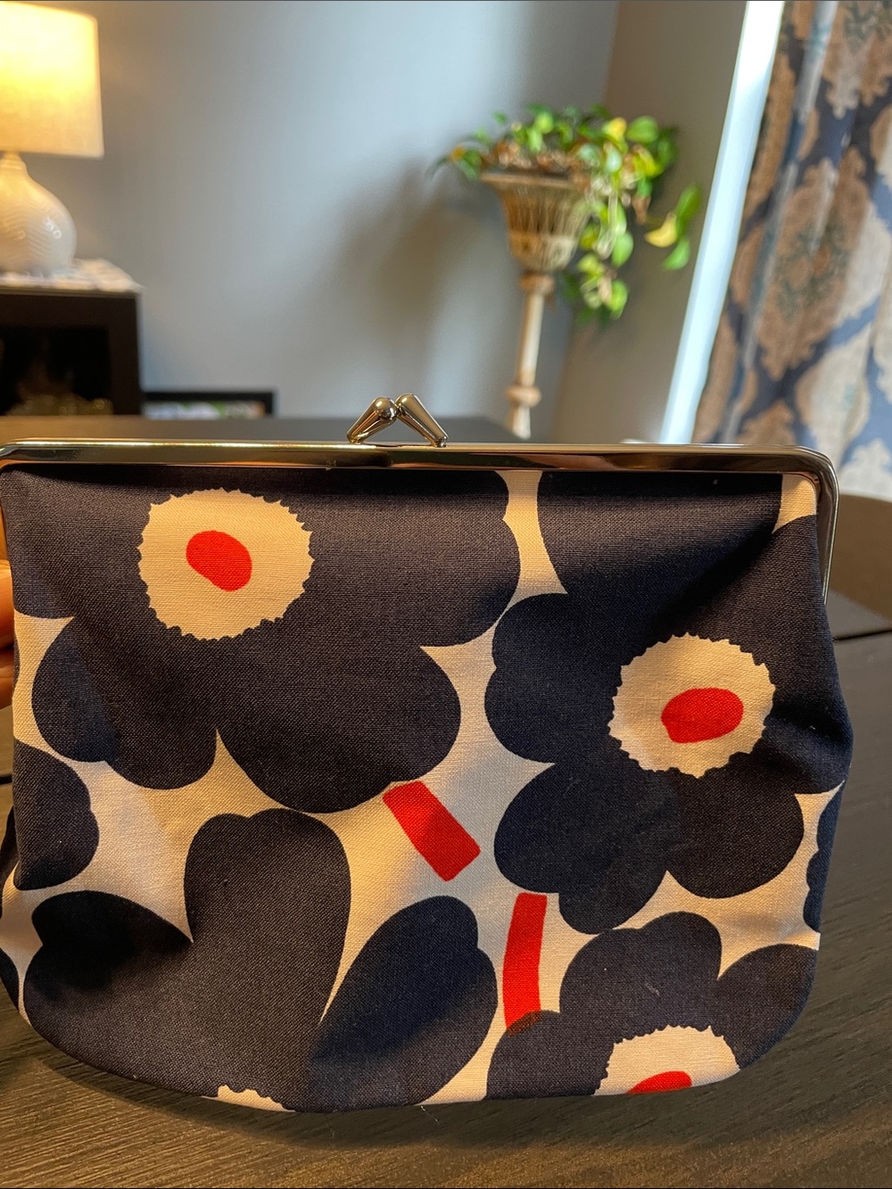 Marimekko Navy, White & Red Floral Frame Clutch - Picture 6 of 9
